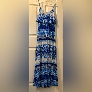 3 for $25 blue and white tie dye maxi dress